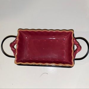 Glass side dish with holder